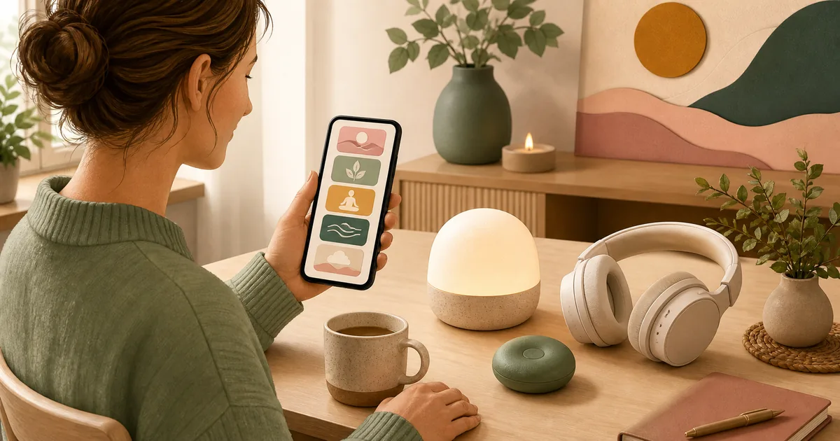 Illustration om: 5 apps og 3 gadgets til mentalt velvære