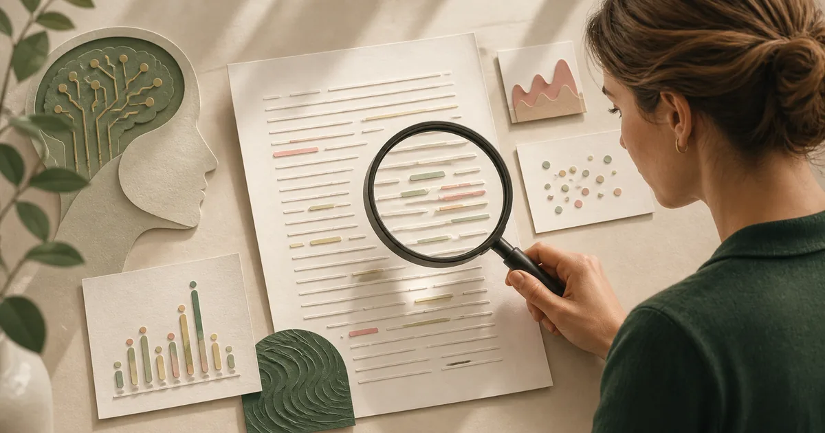 Tekst analyseres kritisk for mulige tegn på AI-generering