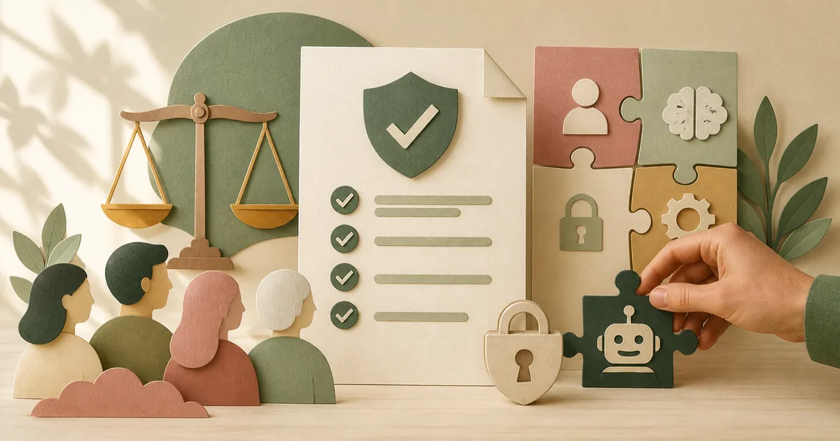 Illustration om: AI-politik på arbejdspladsen: Skabelon og guide til interne regler (2026)