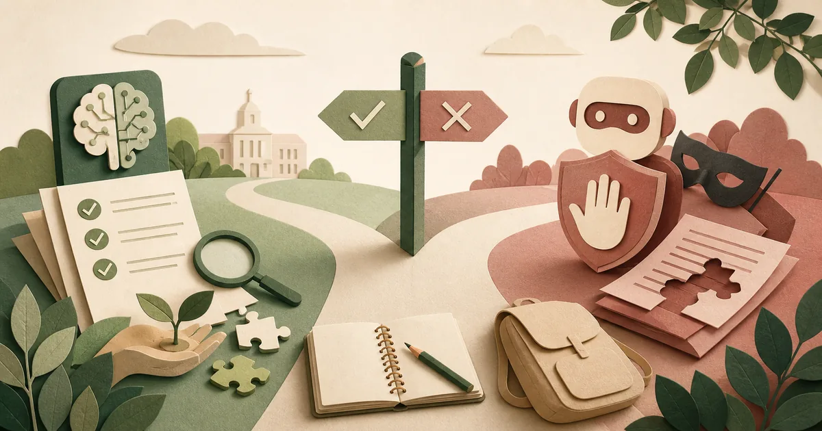 Illustration om: AI til studerende: hvornår er det tilladt — og hvornår er det snyd?