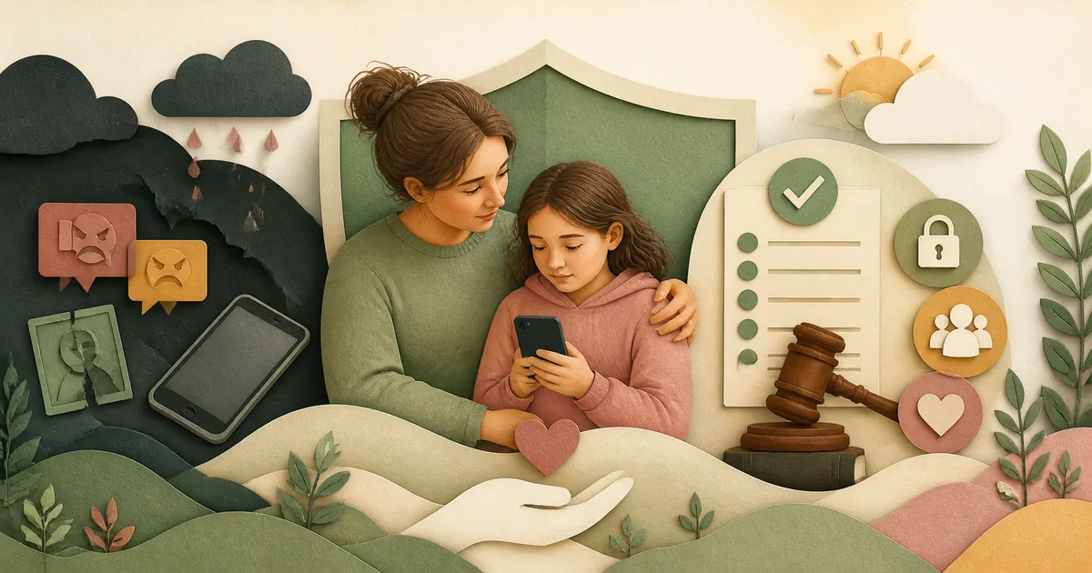 Illustration om: Digital mobning: Guide til forældre om børns online sikkerhed 2026