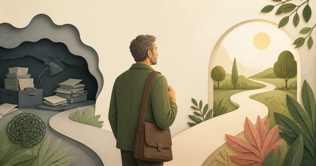 Illustration om: Stress ved jobskifte: Find mental ro